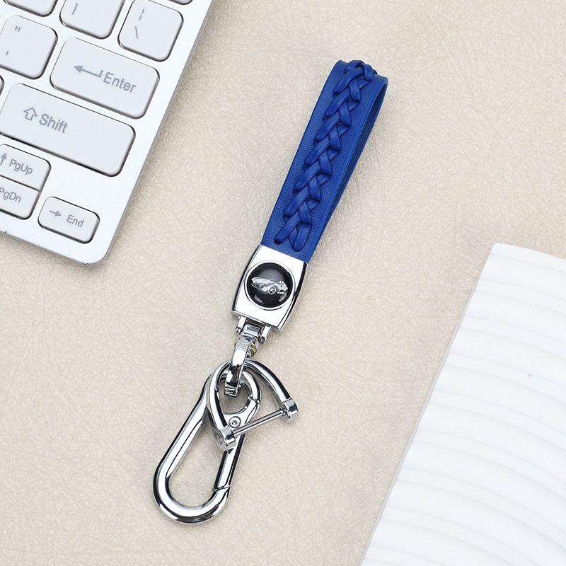 Lambskin Braided Car Keychain Hand Woven Rope Couple Keychain Car Metal Keychain_autovado.com