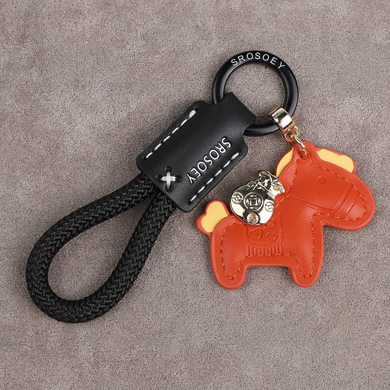 Immediately Get Rich Handmade Genuine Leather Keychain Lanyard Cowhide Key Pendant Leather Rope Xiaohongshu Car Men And Women Pendant_autovado.com