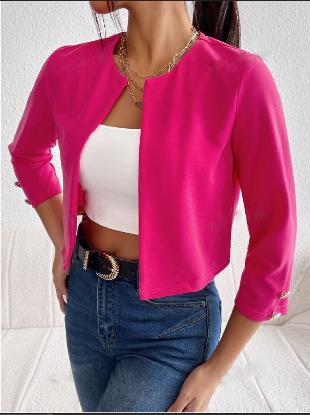 Women's Clothing Fashion Casual Temperament Commuter Niche Top Round Neck Jacket _autovado.com