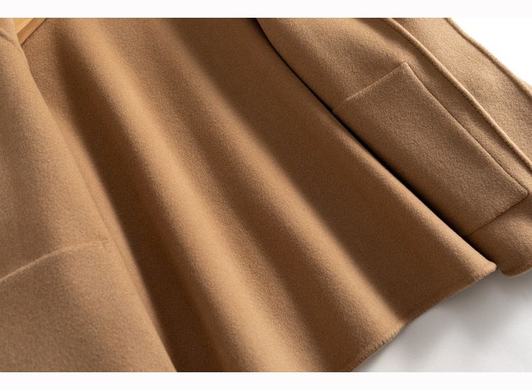 Women's Clothing quality double sided wool coat with hood and short button for women_autovado.com