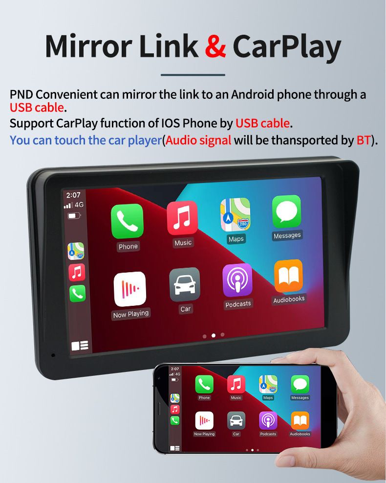 7 "car navigation Portable wireless Carplay Android AutoMP5 player PND car navigation_autovado.com