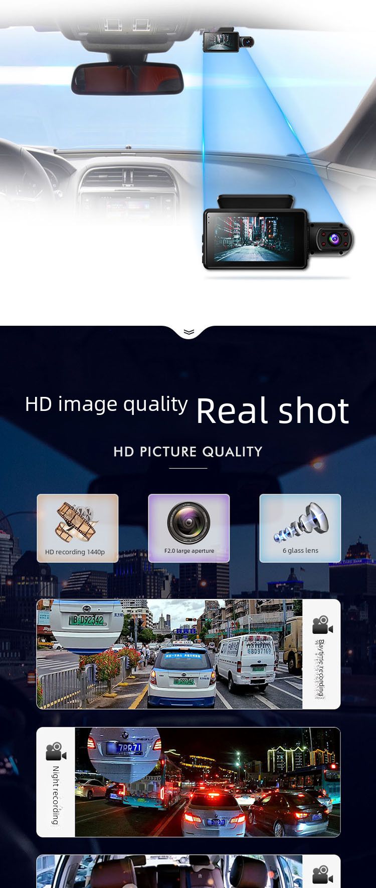 360-degree HD 1080 driving recorder with WiFi mobile phone interconnection car front car double lens rotatable_autovado.com