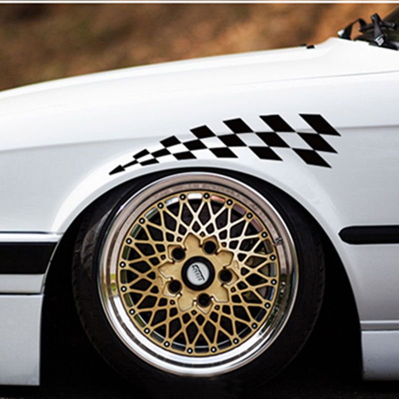 New Product Grid Flag Arch Reflective Scratch Blocking Long Strip Car Wheel Sticker Matching_autovado.com