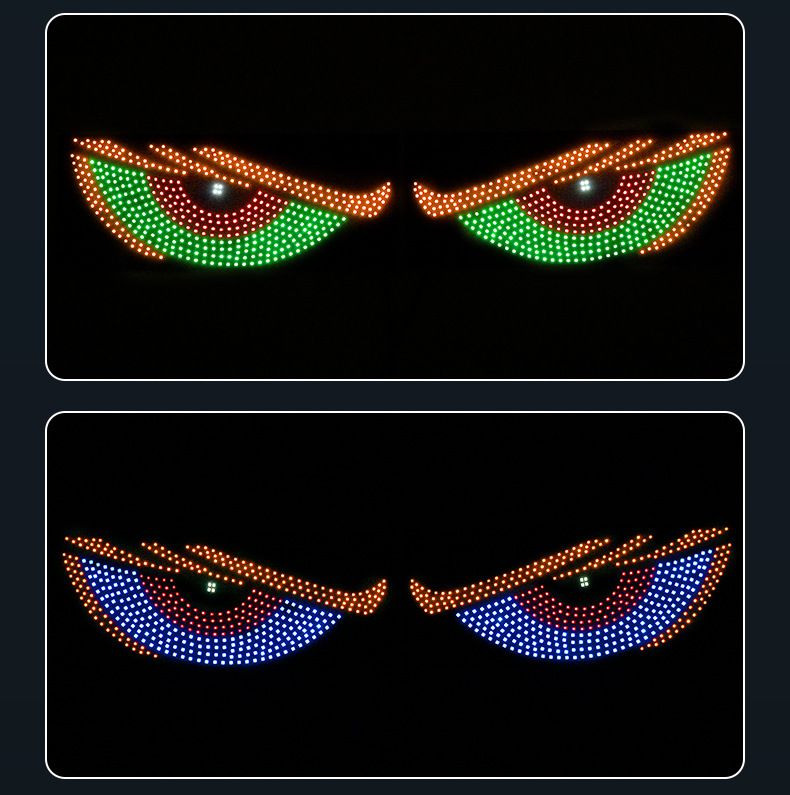 New LED Devil Brand Car Sticker Dynamic Eye DIY Waterproof Display Screen Truck Decorative Light_autovado.com