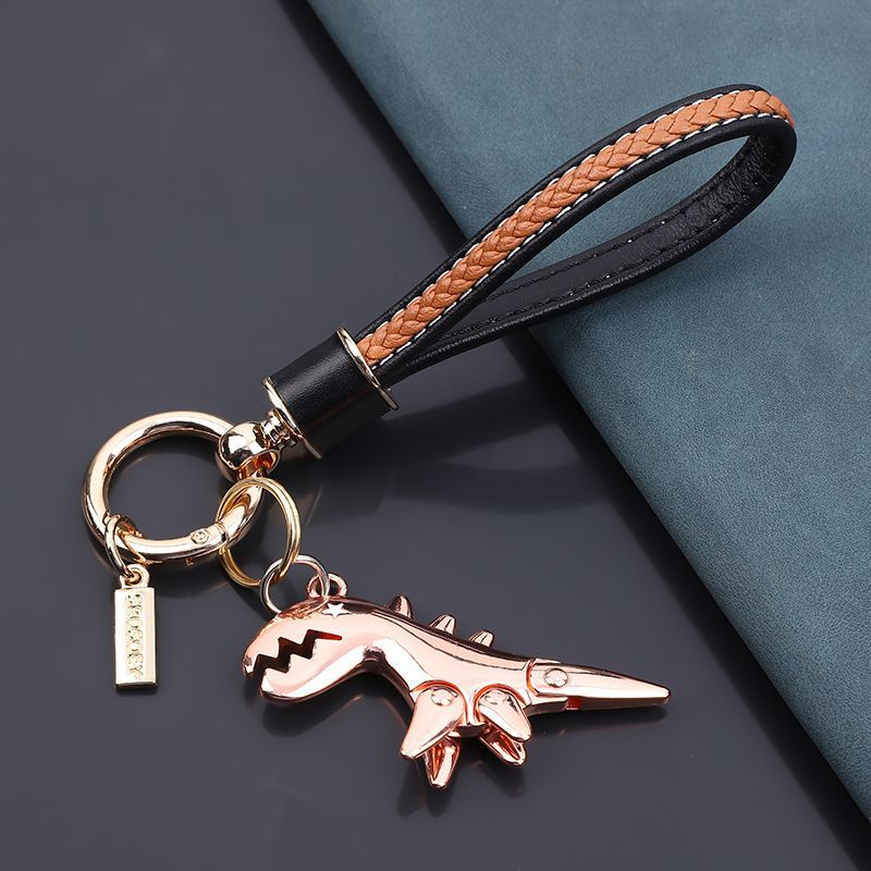 Cow Leather Keychain Internet Celebrity Little Dinosaur Pendant Cute Cartoon Car Key Chain Pendant Creative Gift For Women_autovado.com