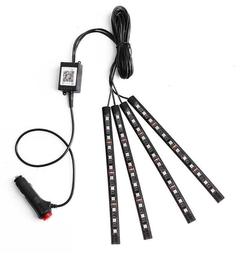 Car LED 12 Lights Colorful Sound Drag Four 48SMD Music With Remote Control USB Foot Atmosphere Light RGB_autovado.com