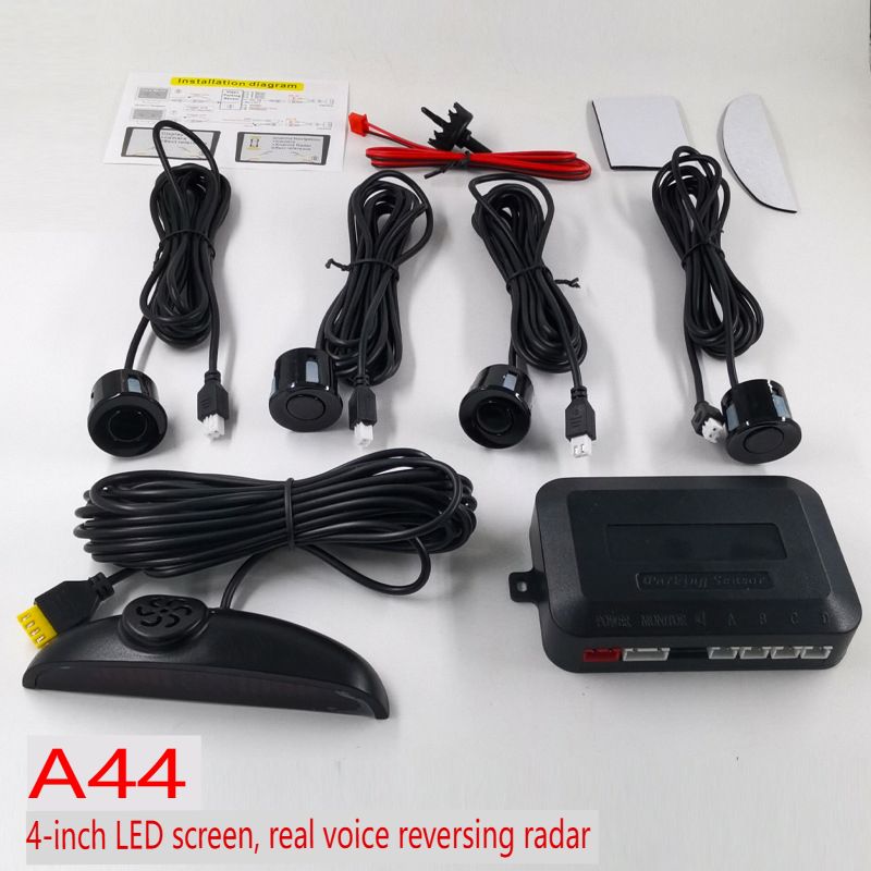 4-Sensor LED Crescent Parking Radar System With Voice Alerts - HD Display Reverse Parking Assistant For Cars/SUVs/Vans_autovado.com