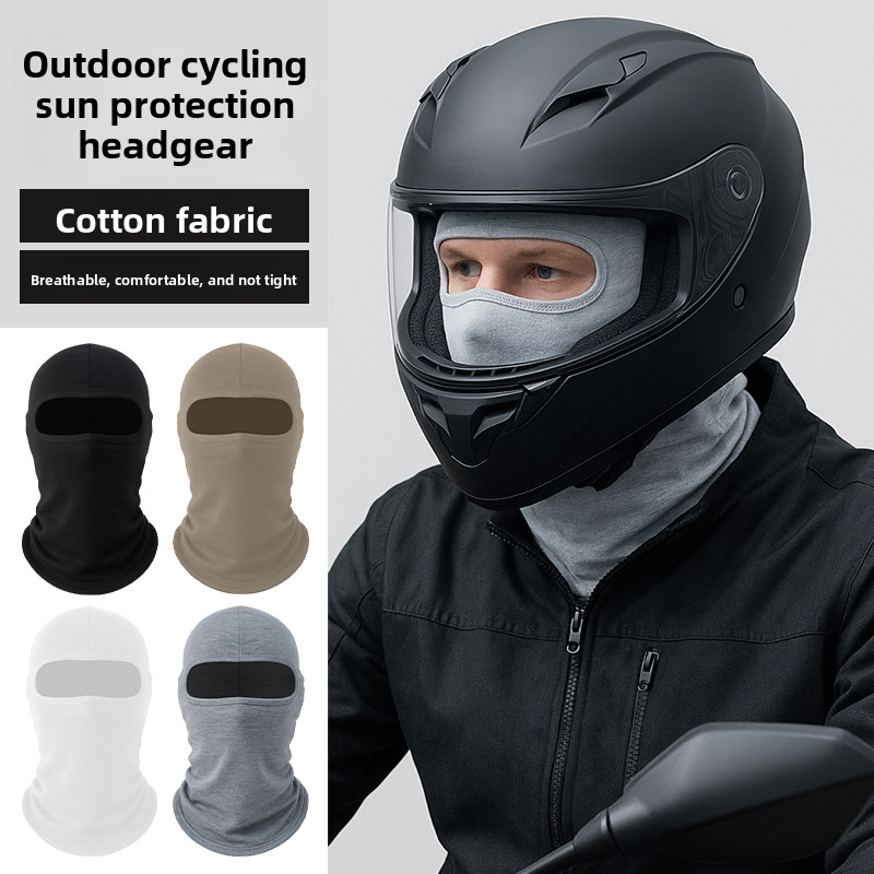 New Cycling Sun Protection Mask Neck Guard Full Cotton Dustproof Breathable Head Cover Sunshade Motorcycle Helmet Liner_autovado.com