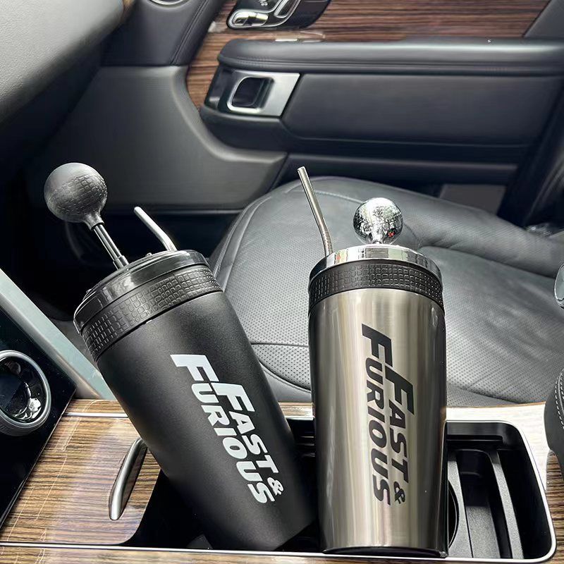 Car Cup Holder Bottle - 500ml With Straw_autovado.com