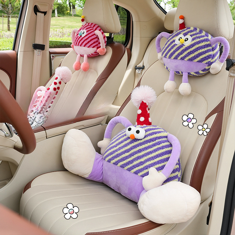 Cute Lumbar Support Cartoon Creative Monster Comfortable Car Headrest Neck Pillow Interior Accessories For Women_autovado.com