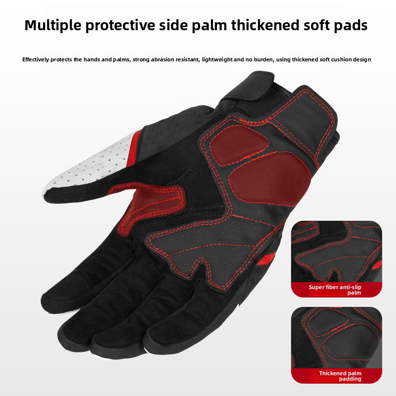 Accessories Riding Genuine Leather Gloves For Men Carbon Fiber Electric Bike Motorcycle Protective Gear Summer Anti-drop_autovado.com