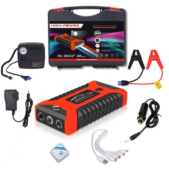 CAR JUMP STARTER 12V POWER BANK 10000MAH 4 USB JX27 - BLACK/RED_autovado.com