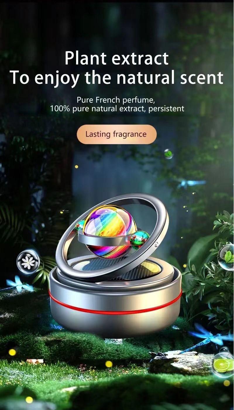 Cross-border in stock wholesale solar car aromatherapy car perfume double ring rotating decoration car air freshener_autovado.com