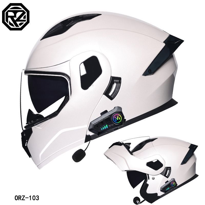 Motorcycle Accessories & Parts flip up helmet double lens helmet men and women Bluetooth full helmet half helmet four seasons tail wing large size_autovado.com