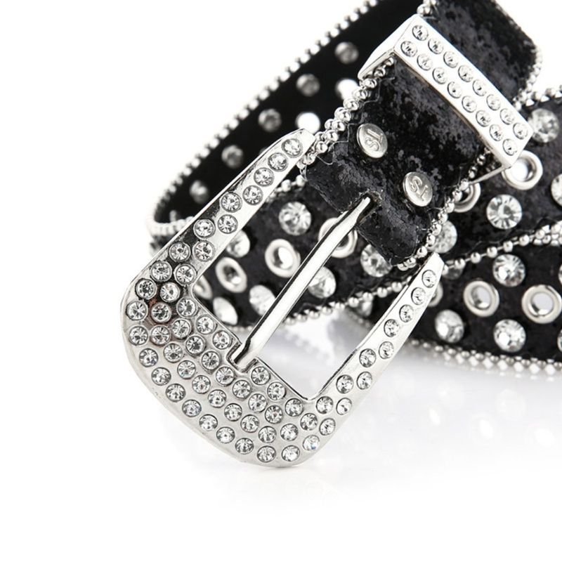 HOT Goth Women PU Leather Straps Rhinestones Belts Cowgirl Y2K Girls Fashion Belt for Jeans Men_autovado.com