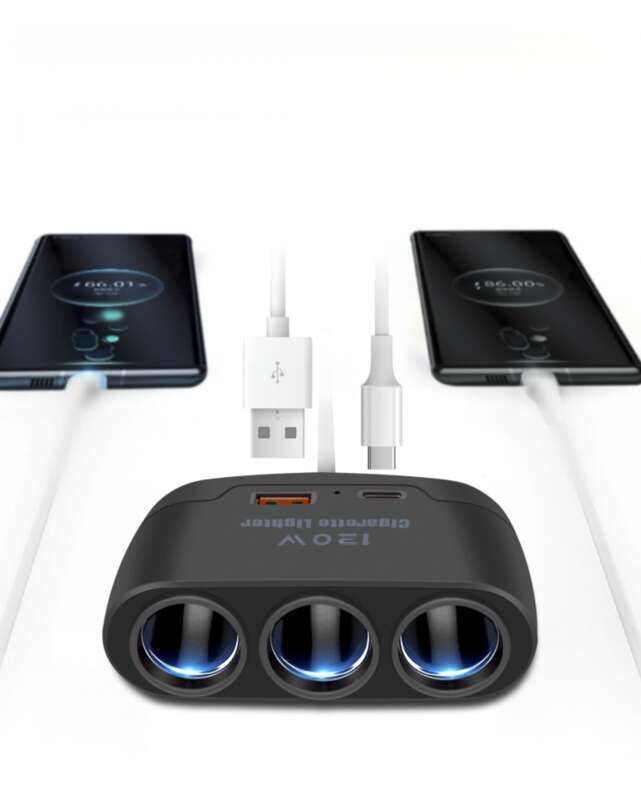 Multi Functional Charger, Car Cigarette Lighter, One To Three With USB+PD Fast Charging Interface, 12V24V Universal_autovado.com