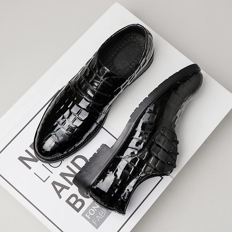 New dress leather shoes bright leather patent leather men business British style pointy wedding party performance leather men's shoes_autovado.com