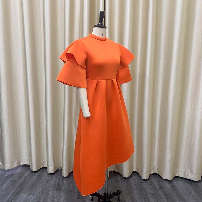 Women's Clothing women's new style double half turtleneck solid color large swing evening dress large size dress_autovado.com