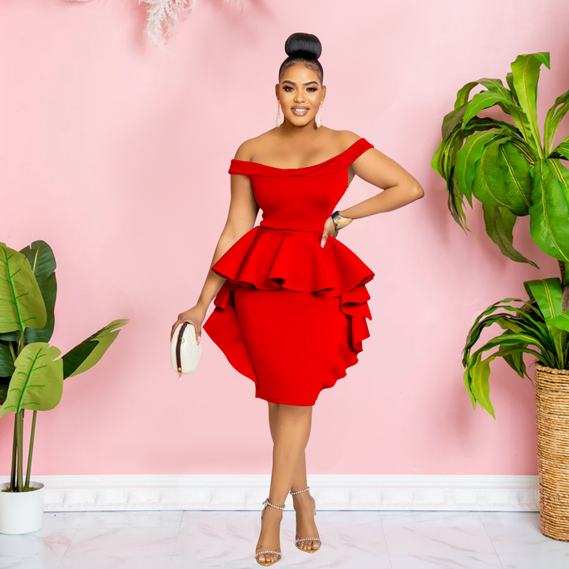 Women's solid color sleeveless ruffle skirt dress for women_autovado.com