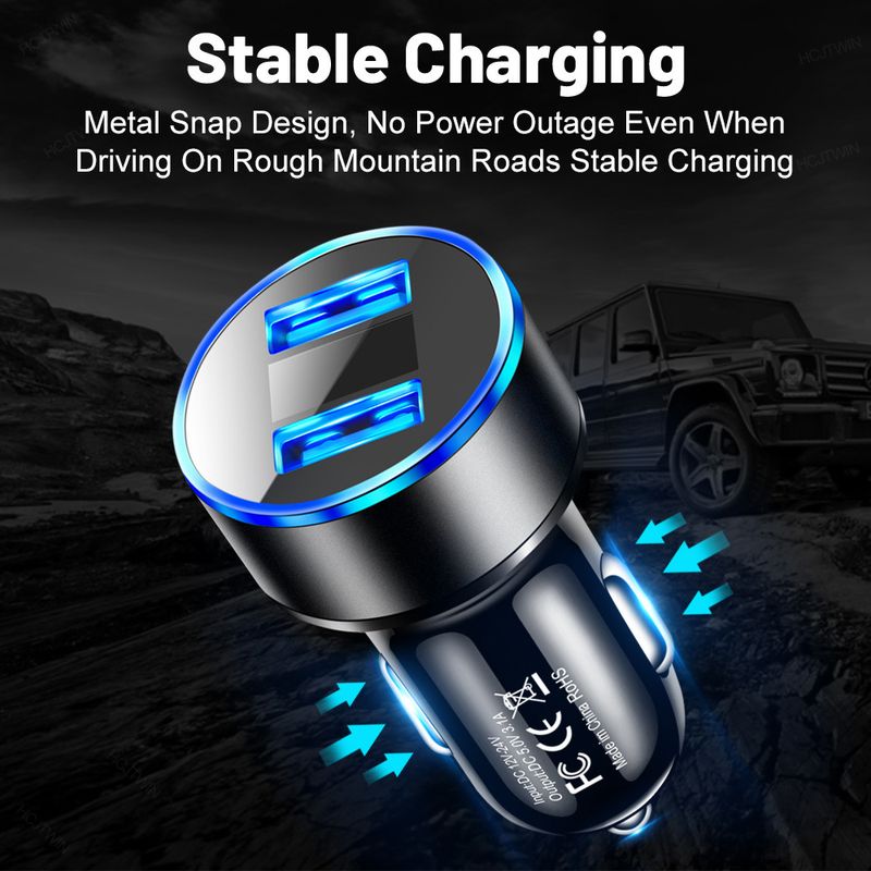 One To Two Cigarette Lighter Fast Head Multifunctional Flash Charging Aluminum Alloy LED Digital Display Car Charger_autovado.com