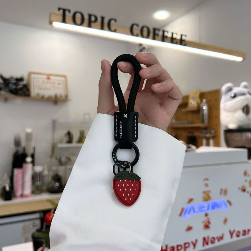 Genuine Cowhide Braided Rope Keychain Pendant High Quality Car Keychain Ring Men And Women Hand Rope School Bag Pendant_autovado.com