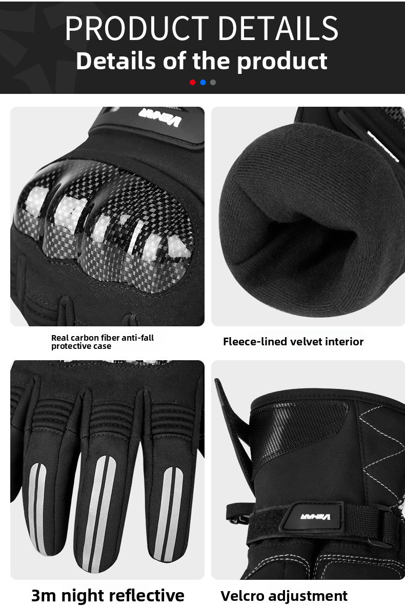 Vemar Riding Autumn Winter Men Windproof Waterproof Fleece Lined Non-Slip Warm Electric Bike Motorcycle Gloves_autovado.com