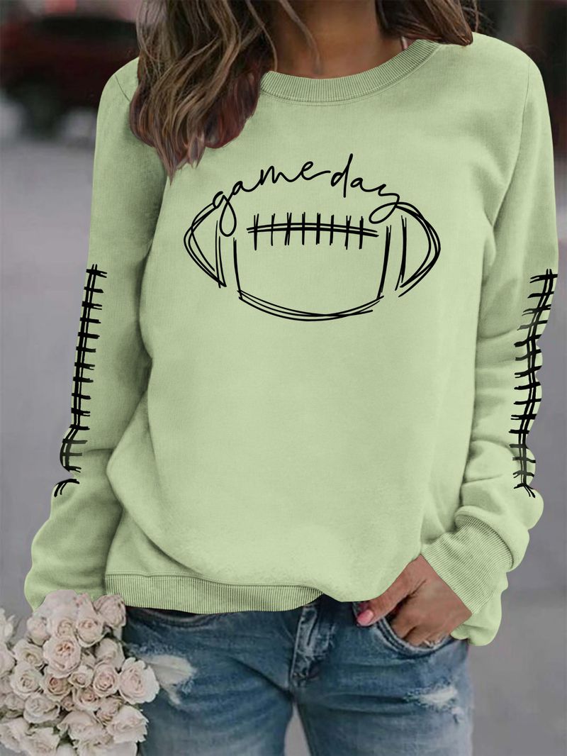Women's Clothing new autumn game day print fashion sweater spot trend long sleeve_autovado.com
