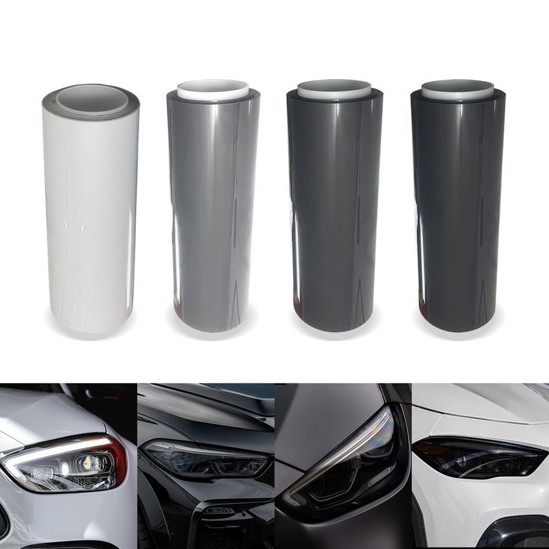 0.3*15M TPU Self-healing Anti-scratch Gray Headlight Black Taillight Dark Transparent Light Film Protection_autovado.com