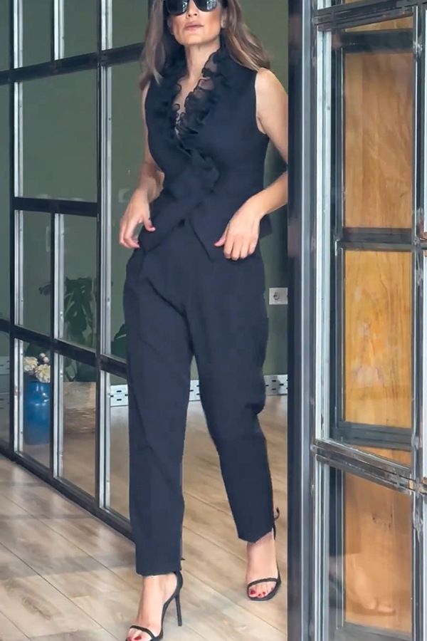 Women's Clothing spring and summer new fashion sleeveless trousers suit INS casual pocket vest two piece suit for women_autovado.com