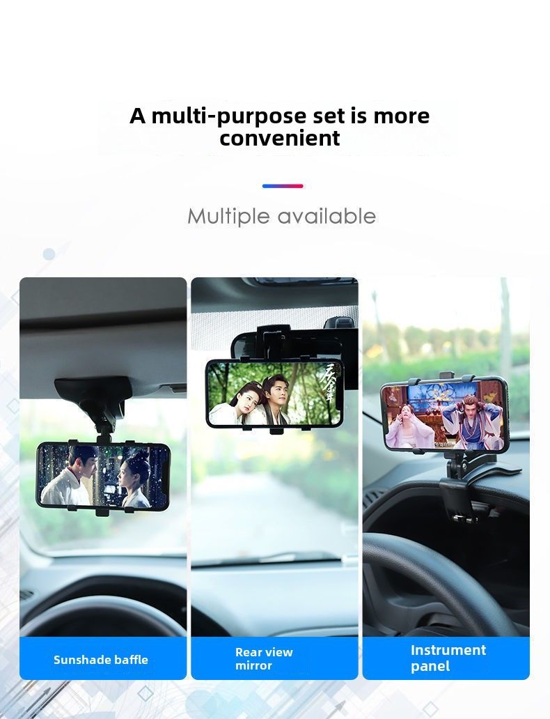 Cross-border car mobile phone bracket car multi-function rotating car dashboard rearview mirror navigation bracket wholesale_autovado.com