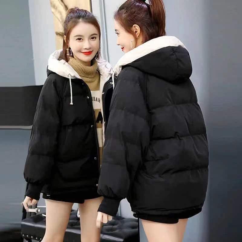 Down jacket for women winter new Korean style student short cotton padded jacket loose thickened cotton coat_autovado.com