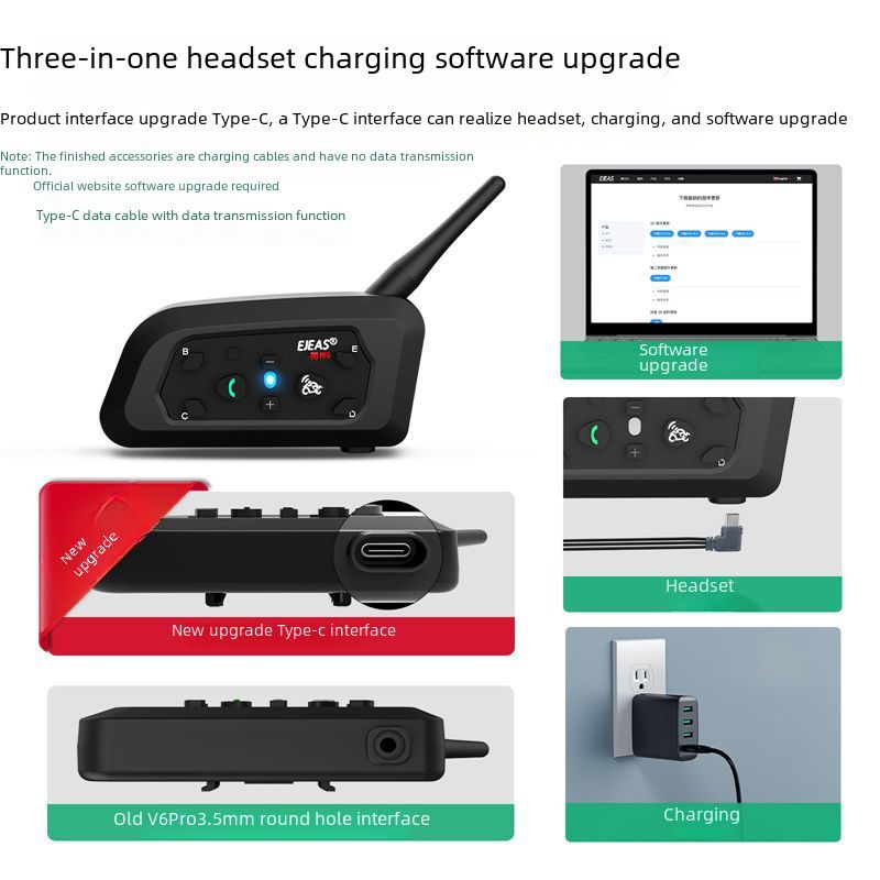 EJEAS factory wholesale motorcycle helmet bluetooth intercom headset V6Pro single pack 6 people outdoor switching intercom_autovado.com