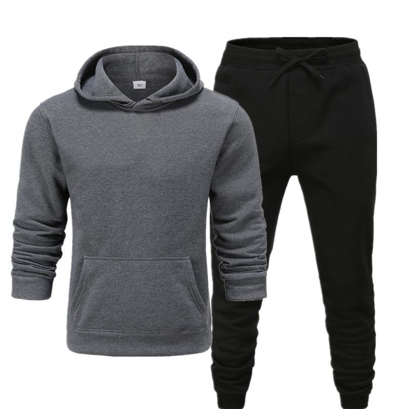 Men's Clothing men's casual sports fitness solid color sweatshirt suit hooded sweatshirt_autovado.com