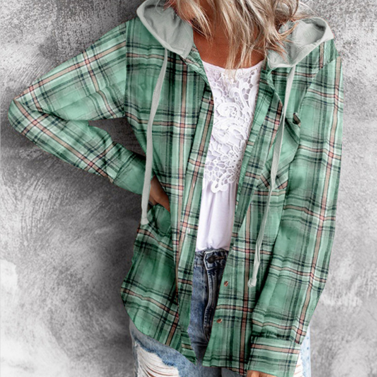 Women's Clothing autumn and winter new hooded sweatshirt buttoned casual shirt jacket_autovado.com
