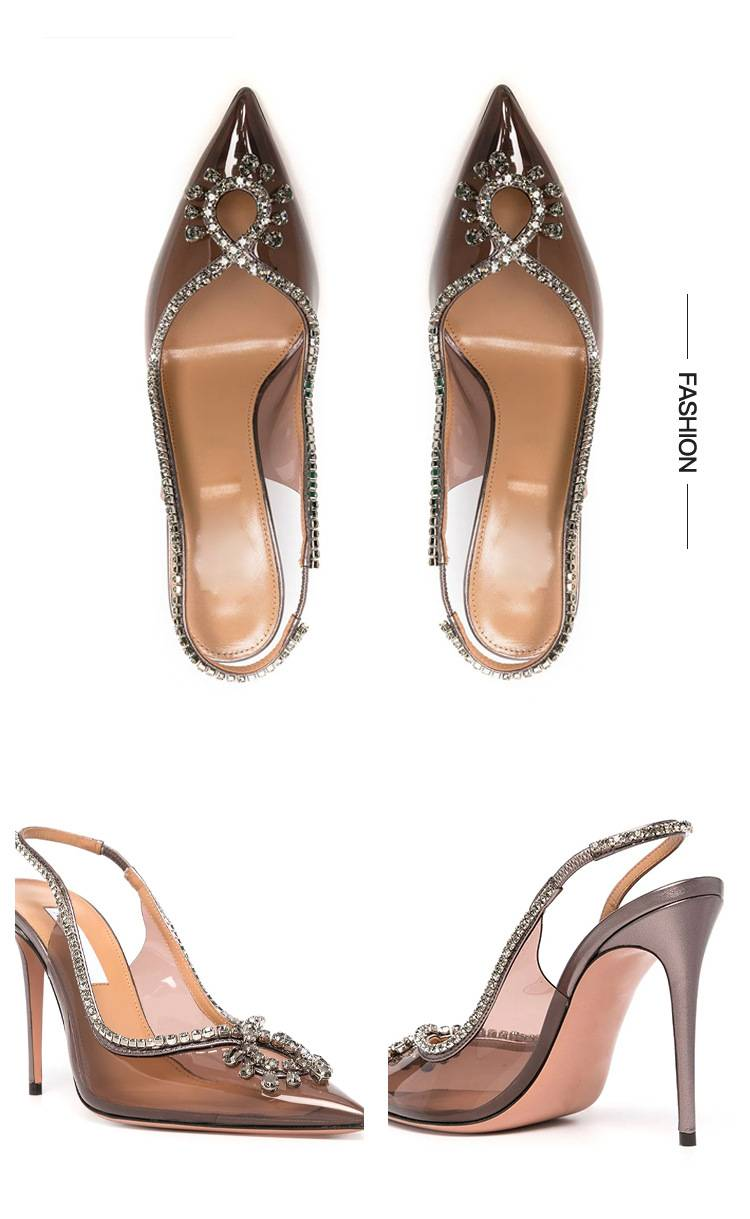 Female Fashion Rhinestone Flash Piece Temperament Beautiful Wedding Shoes Female Pointed Heels After Empty Sandals_autovado.com
