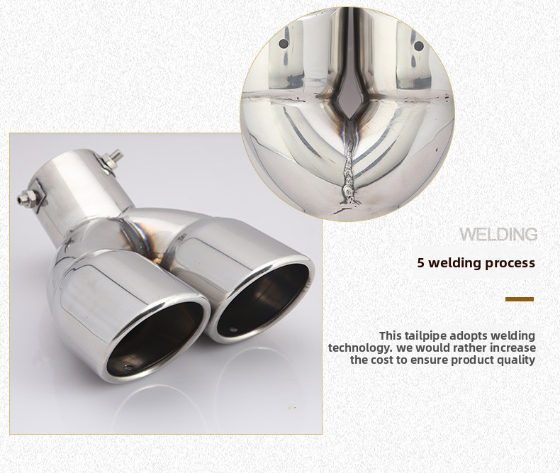 Cross-Border Hot-Selling Tail Thickened Stainless Steel Universal Model Blue Coated Slanted Double Row Car Exhaust Pipe_autovado.com