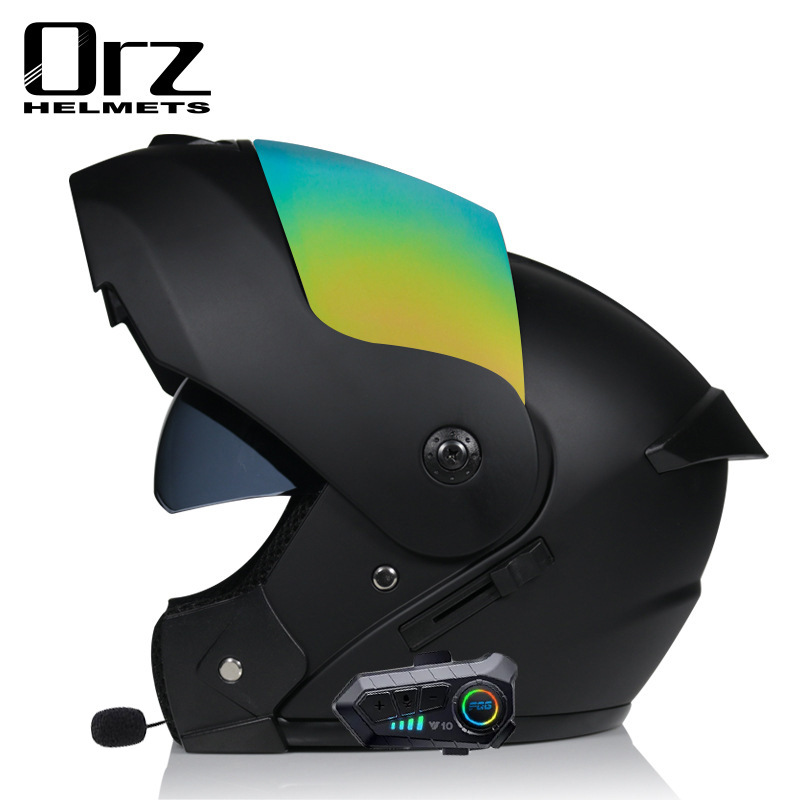 Motorcycle Accessories & Parts Bluetooth Helmet Men's and Women's Flip Up Helmet Personality Cool Double Lens Summer Internet Celebrity Hat_autovado.com