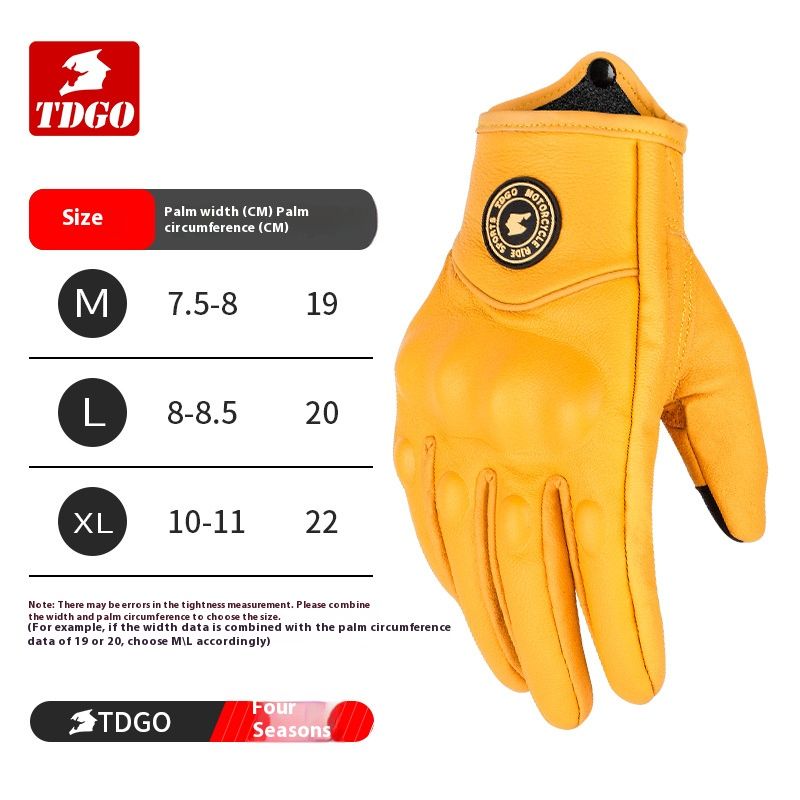 Motorcycle Gloves – Premium Cowhide & Lambskin (Half-Finger Summer / Full-Finger All-Season, Touchscreen, Anti-Slip, M/L/XL, Black/Yellow)_autovado.com