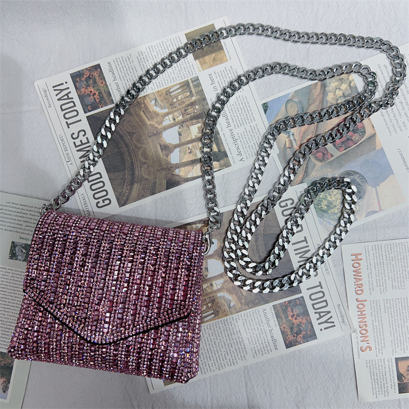 women's bags, super shiny chains, full of rhinestones, small square bags, messenger bags, celebrity evening bags_autovado.com