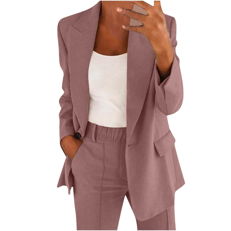 Women's new fashion button slim lapel cardigan temperament blazer suit_autovado.com