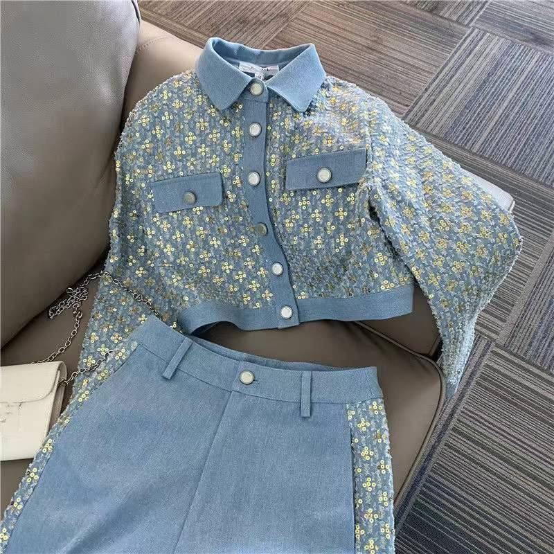 Women's Clothing Design Short Lady Jacket Retro Slim Pants Two piece Suit_autovado.com
