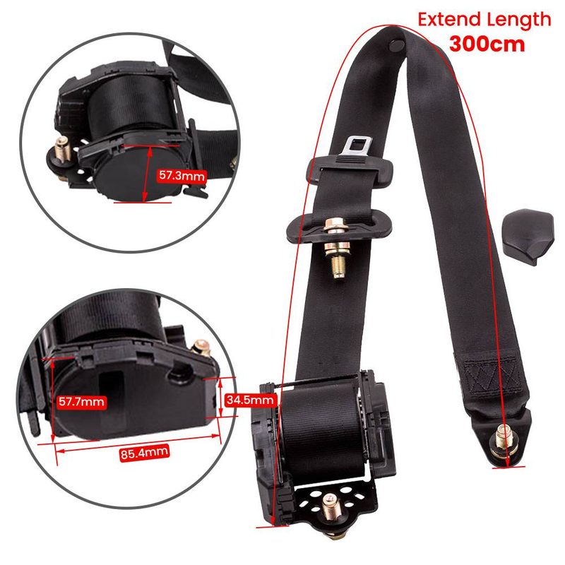 Retractable Adjustable Shoulder Seat Belt Universal 3 Point Safety Belts_autovado.com
