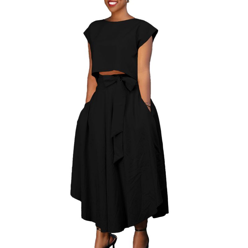 Women's Clothing plus size women's clothing 2023 new fashion temperament casual tops big swing skirt suit_autovado.com