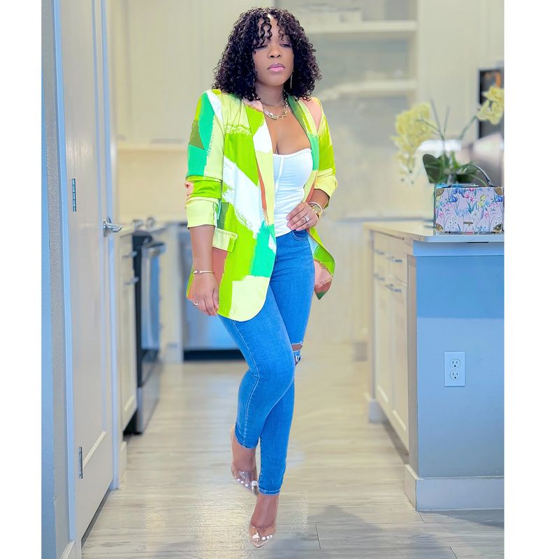 Women's Clothing Long-sleeved Printed Small Suit Small Jacket_autovado.com