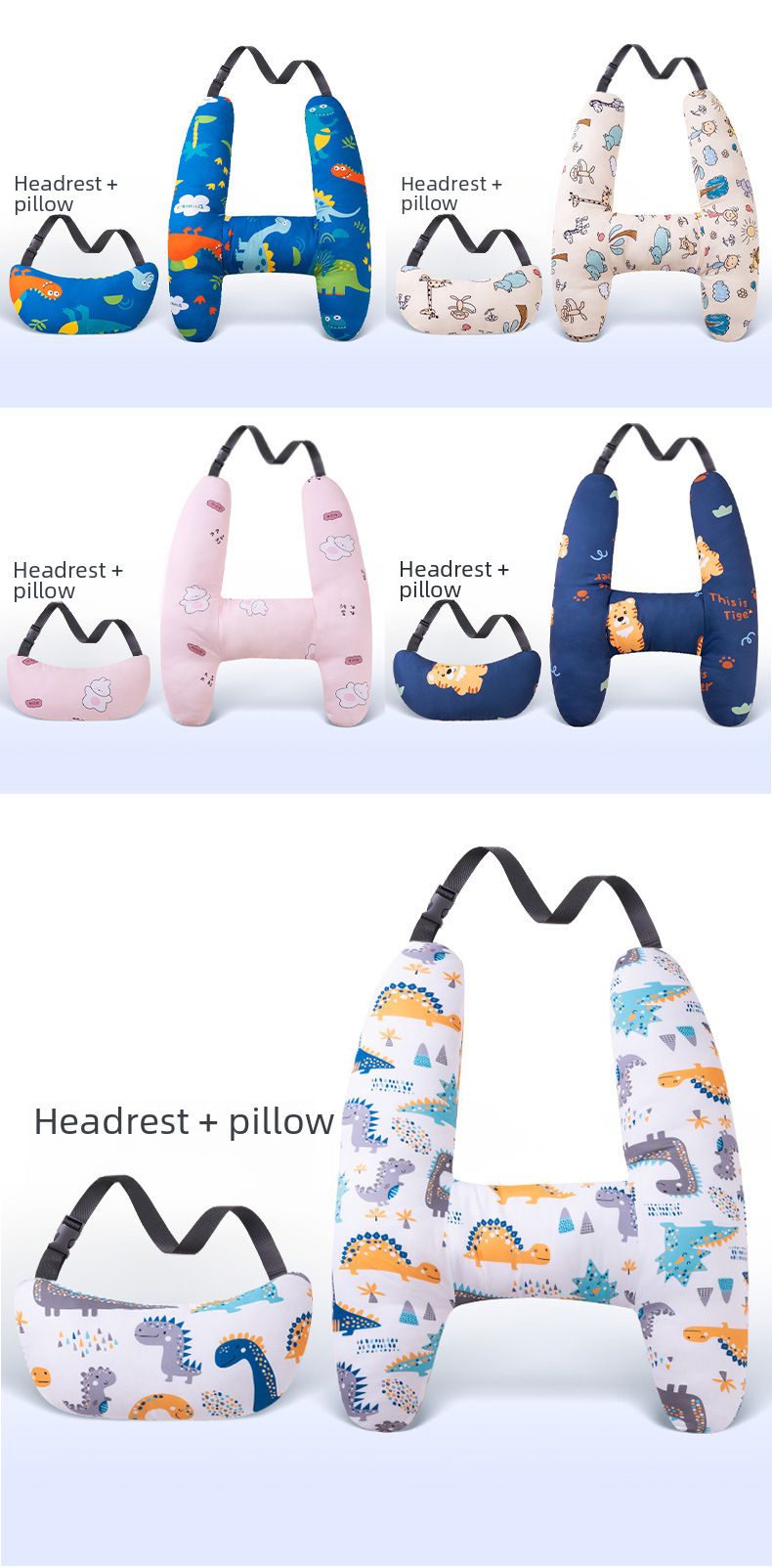 Car sleeping pillow pillow dual-purpose breathable car adult adult children washing pillow car supplies head support_autovado.com