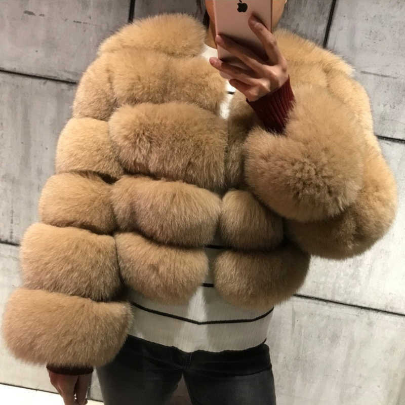 Women's Clothing fur coat fox fur patchwork winter thick warm long sleeve short fur coat_autovado.com