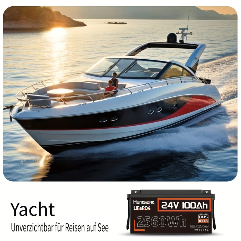 HumsiENK 24V 100Ah LiFePO4 Lithium Battery For Boat Trolling, 100A BMS Battery Pack,low Temperature Protection,solar Cells,energy Storage Power Supply_autovado.com