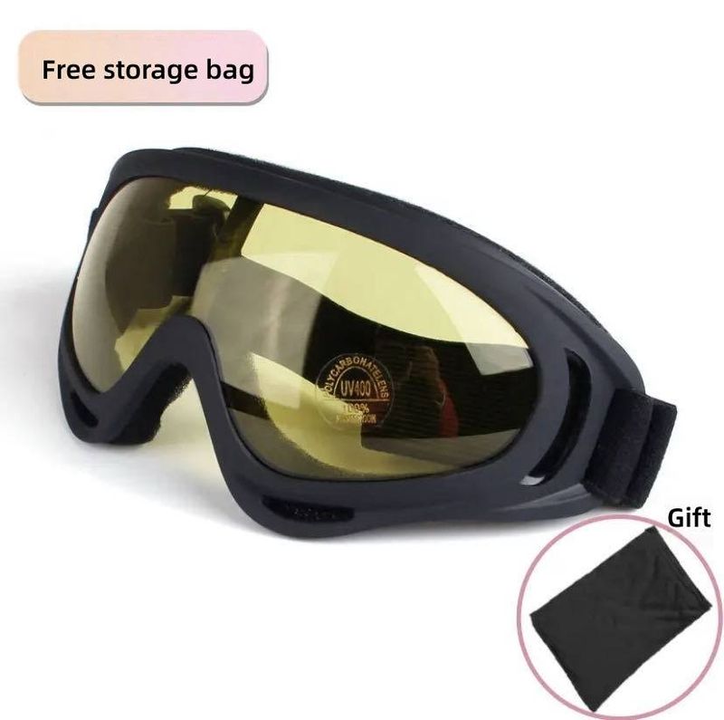 Unisex Anti-Dust Goggles For Cycling, Motorcycling & Outdoor Sports – Windproof, Interchangeable Lenses (Black Frame With Clear/Yellow/Smoke)_autovado.com