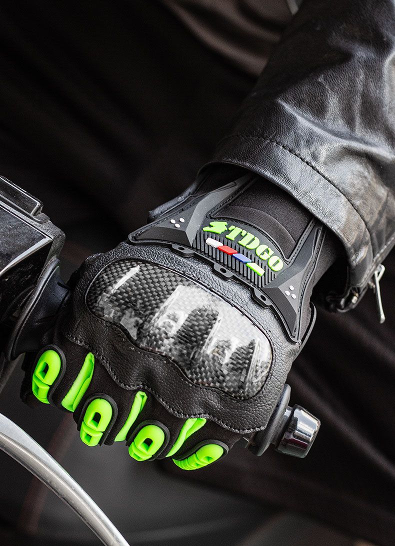 Motorcycle Gloves – All-Season Riding Gloves (Touchscreen, Anti-Slip, PE/Alloy/Carbon Shell, M/L/XL, Black/Red/Green)_autovado.com