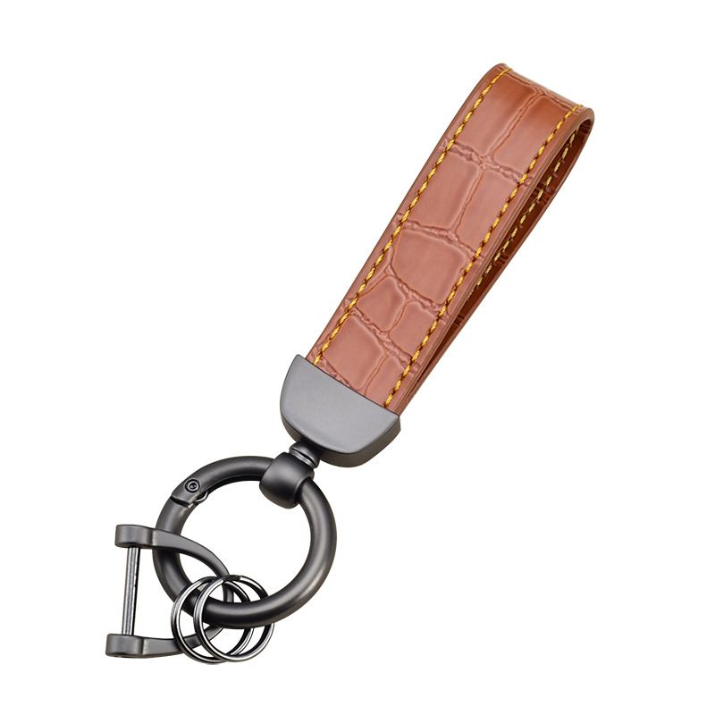 Fashion High End Car Anti Lost Key Ring Simple Leather Key Chain Pendant Creative Couple Business Key Chain_autovado.com